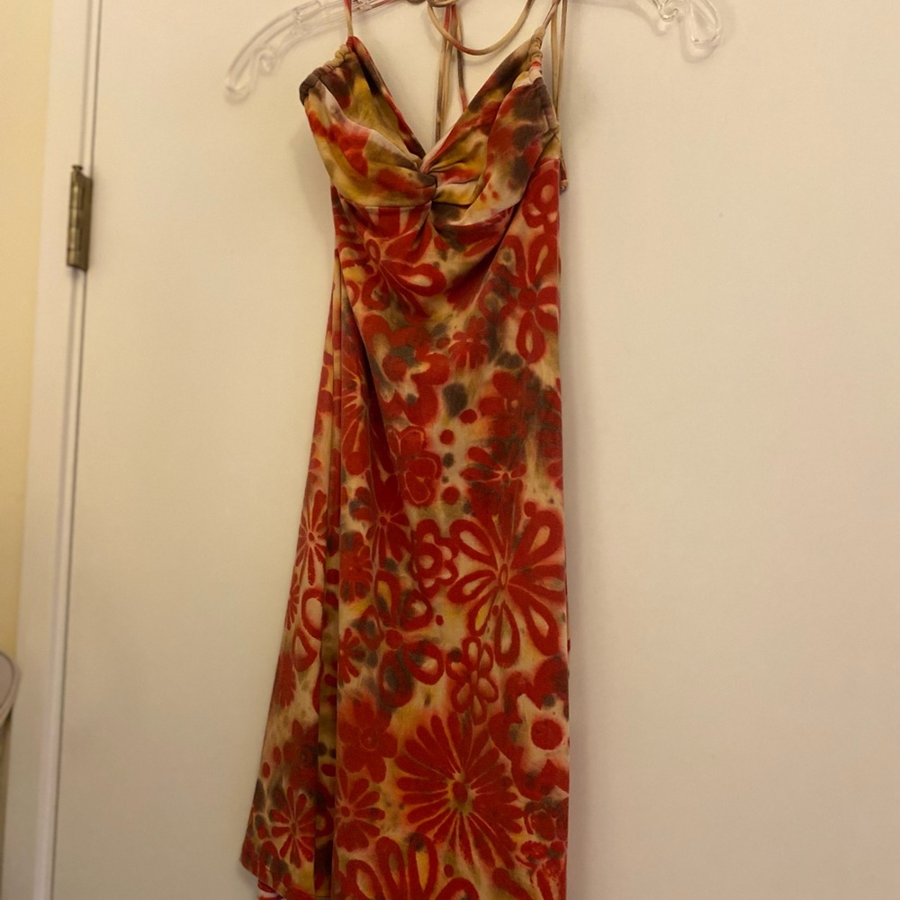 Mijo Vibrant Floral Halter Backless Dress
